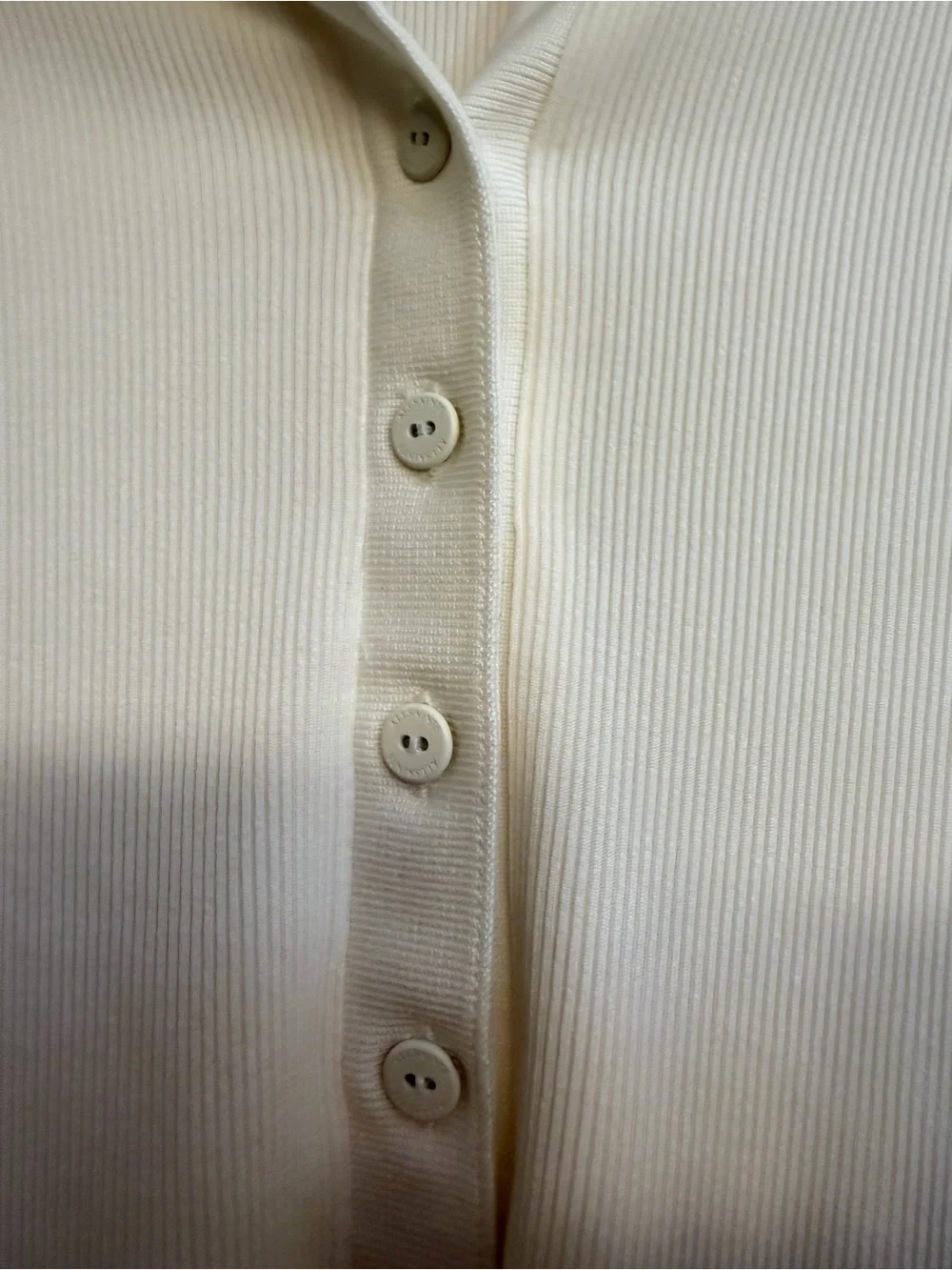 AllSaints Cream Ribbed Long Sleeve Polo size XS - Picture 5 of 7
